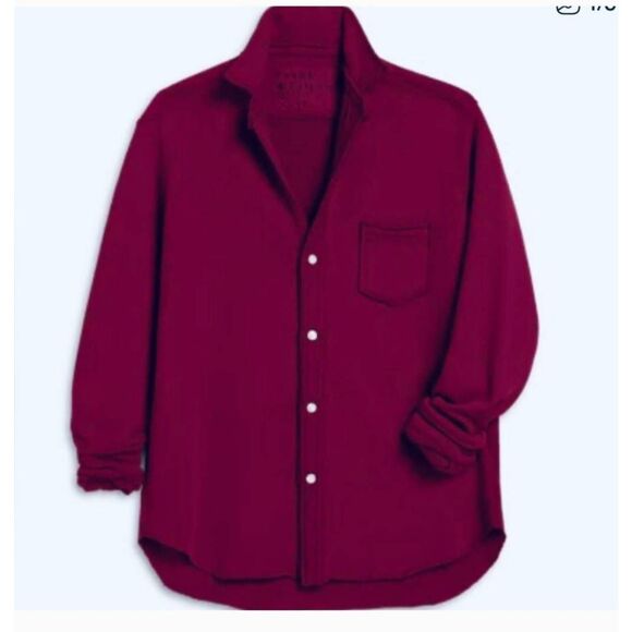 Frank & Eileen Eileen triple fleece sweatshirt Burgundy Button-Up Sz Small - Picture 1 of 6